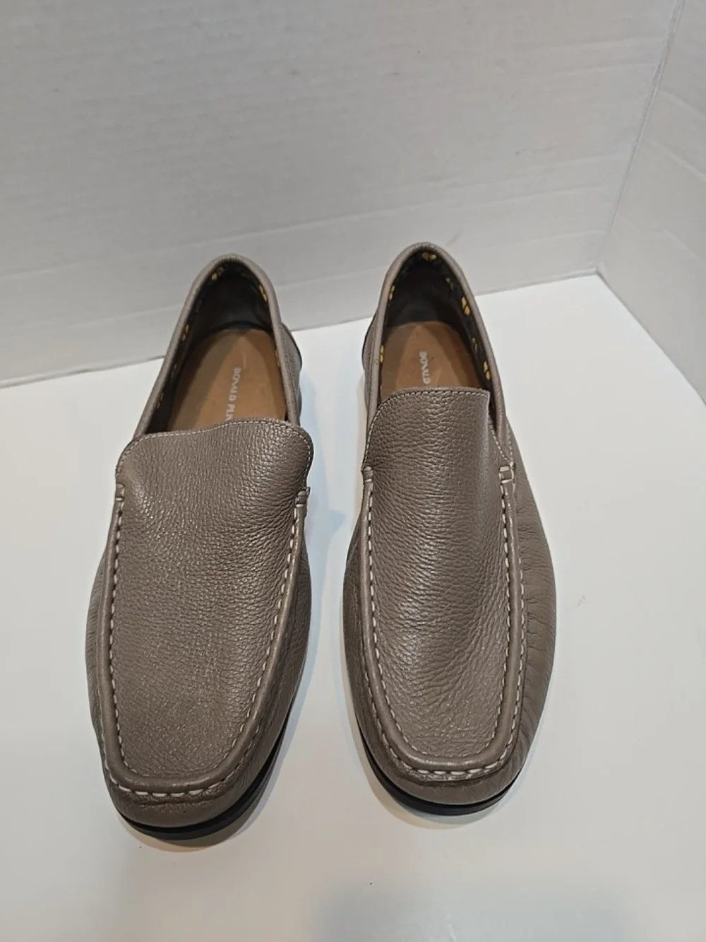 Donald J. Pliner Taupe Leather Slip-On Loafers for Men